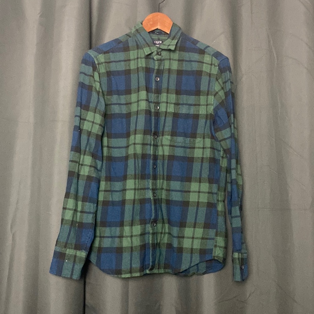 J Crew Flannel in Green/Navy/Black check